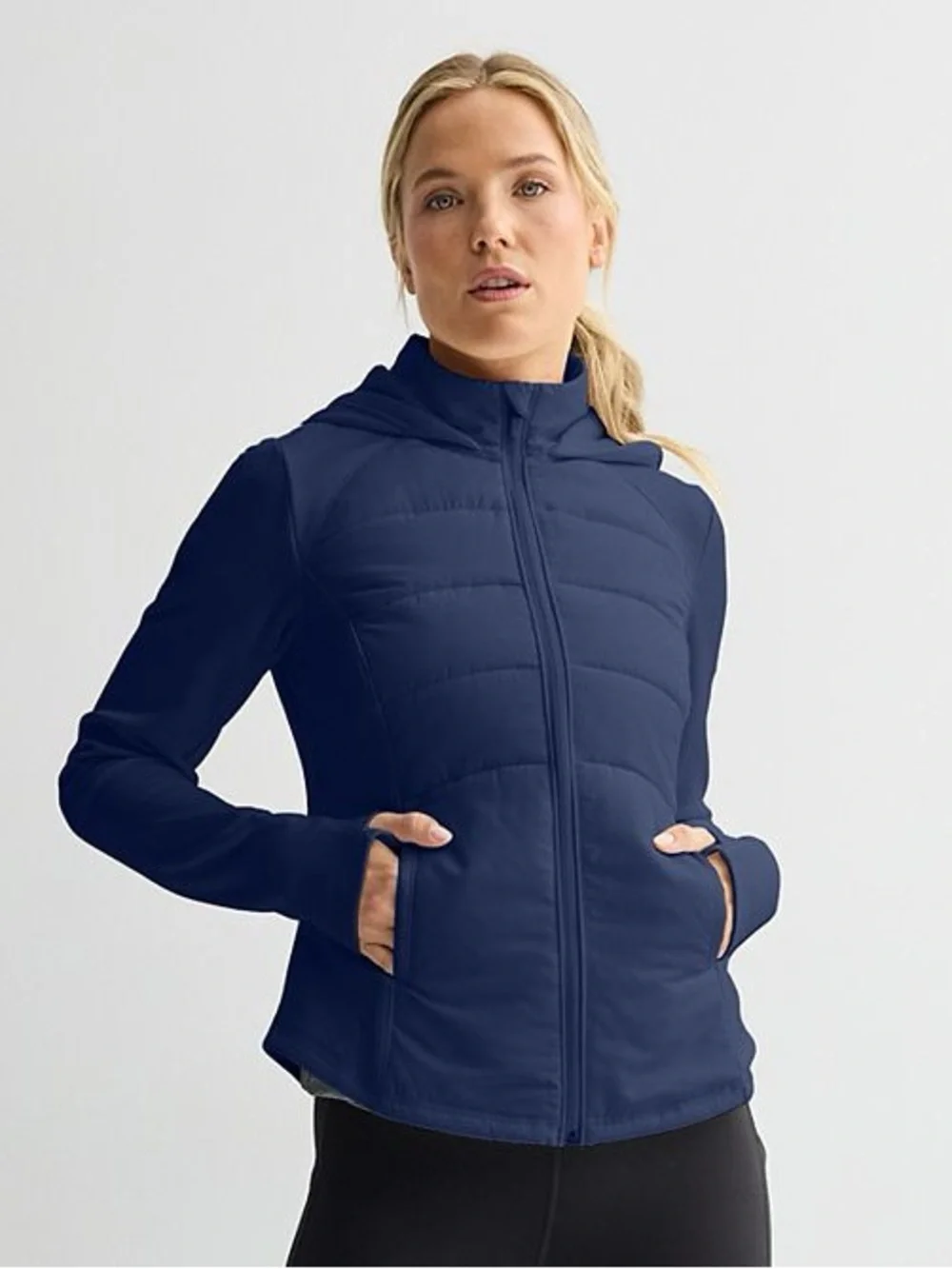 Women's Tek Gear® Hooded Mixed-Media Jacket Navy Medium